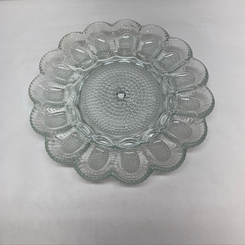 Vintage Indiana Clear Hobnail Glass Deviled Egg 15 slots  Dish Plate Tray 11”